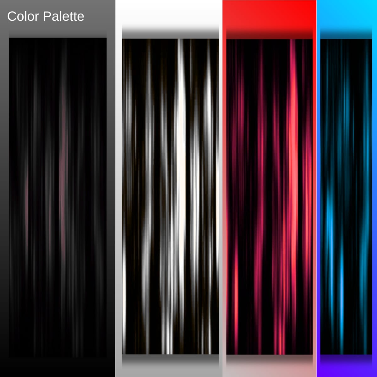CTRL/FADE color palette of black, white, red, and cyan
