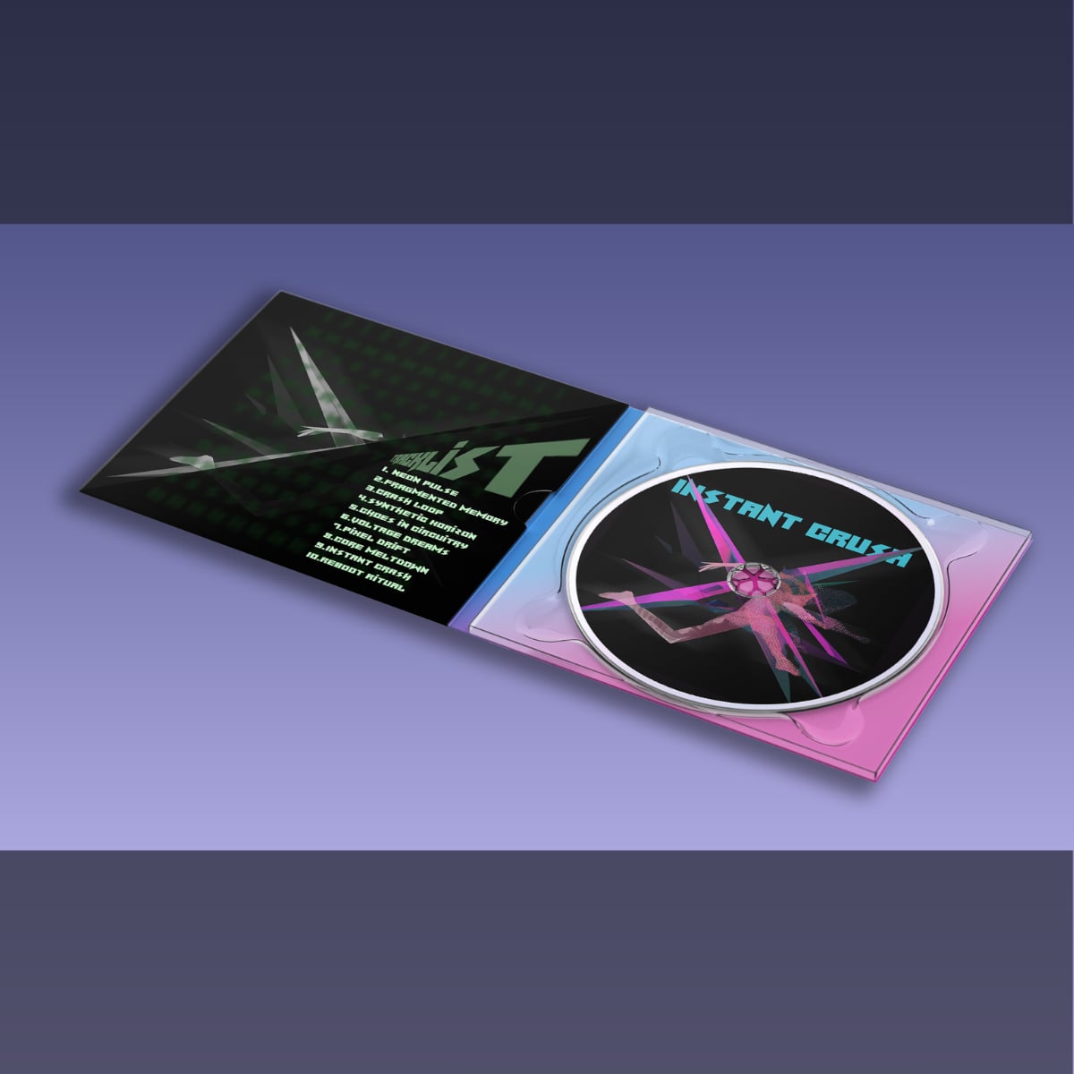 Open Instant Crush case with the disc and the sleeve