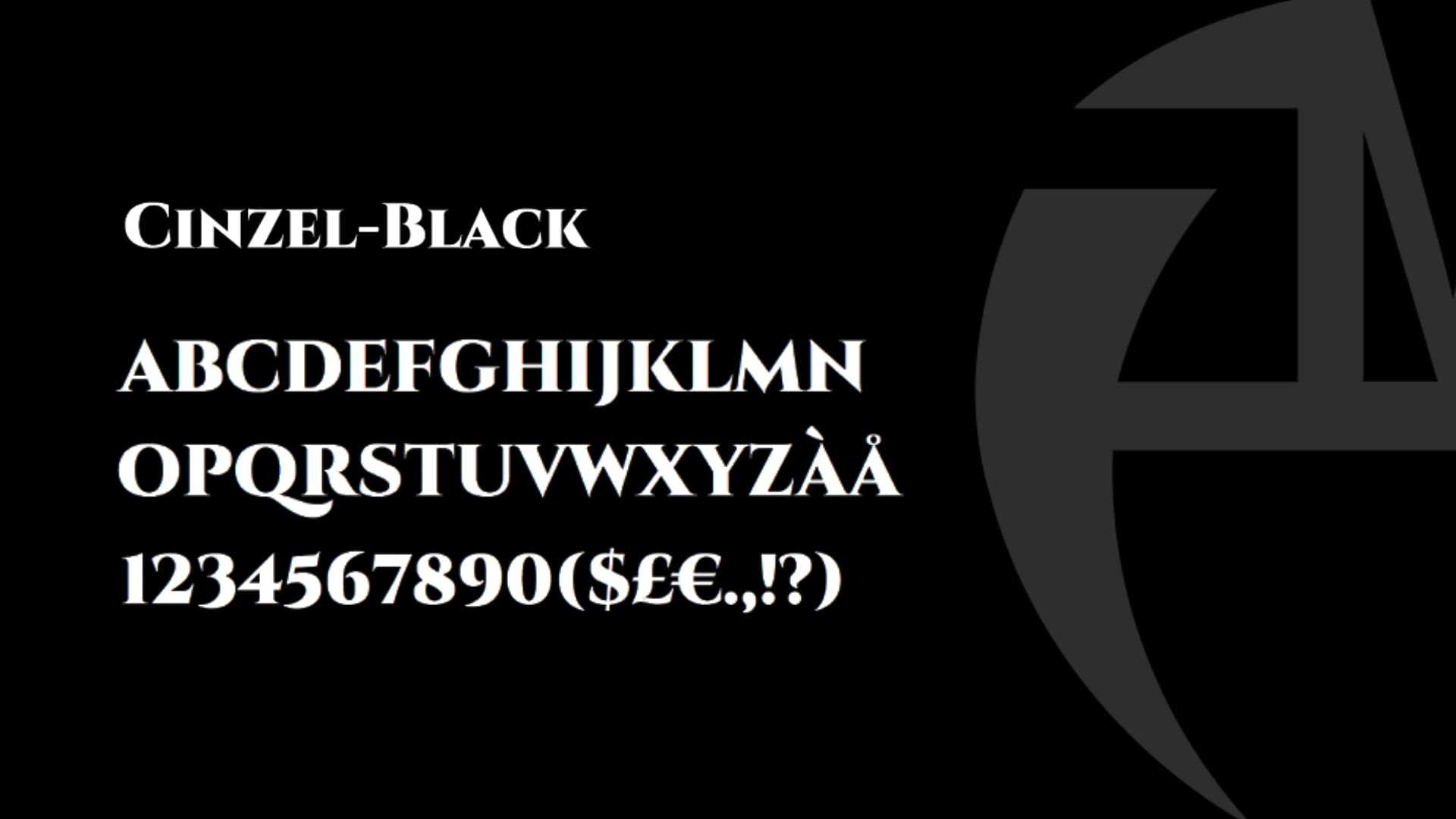 Cinzel Black alphabet and numerals for Andi Malaj Rage