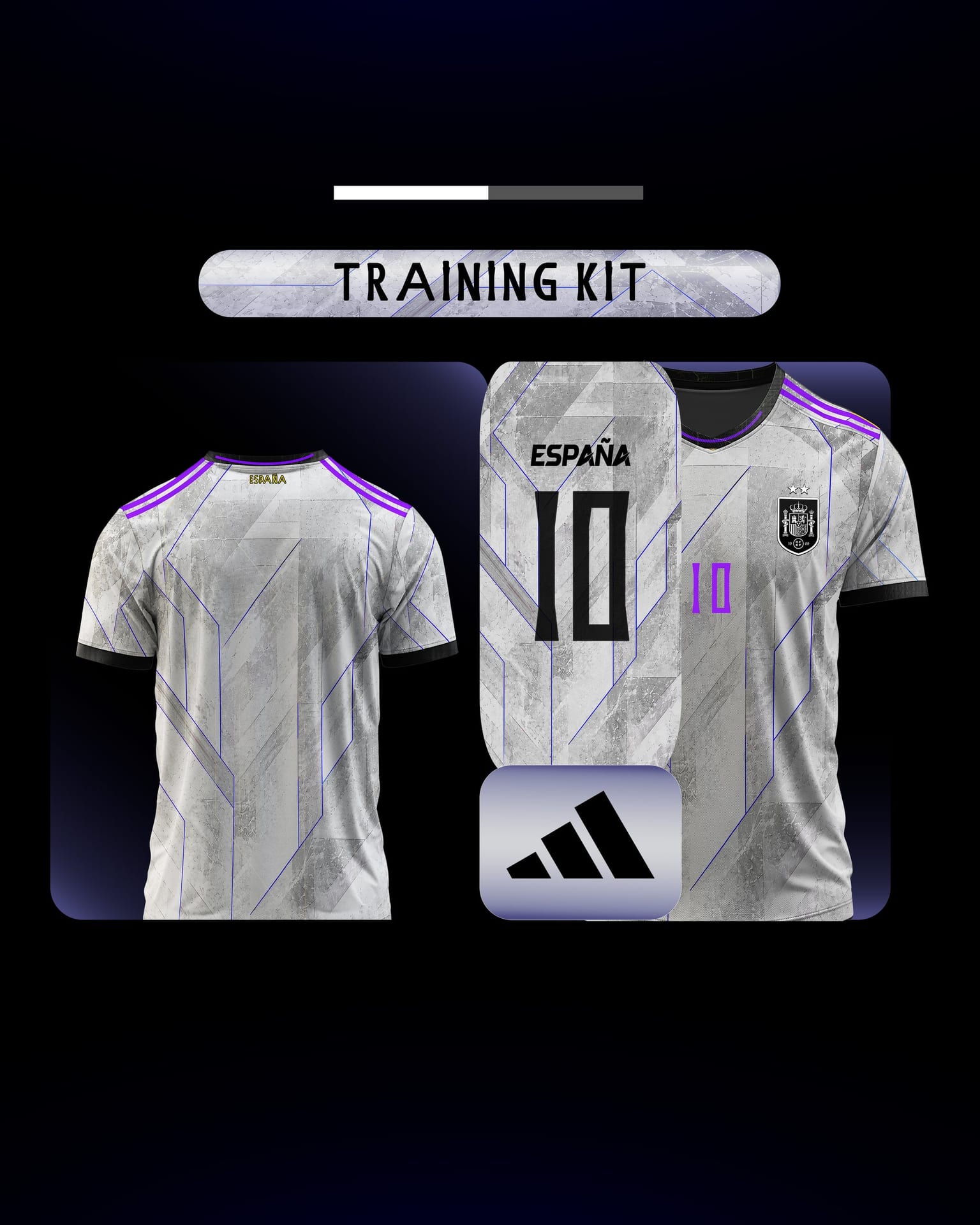 Front and back of the gray Spain training kit